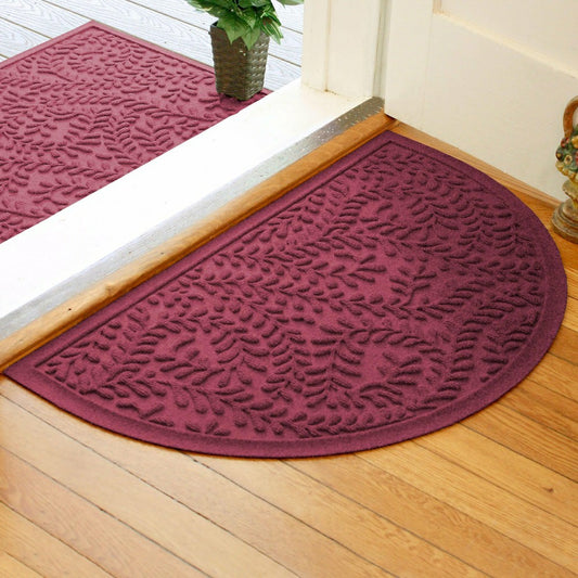 WaterHog® Indoor/Outdoor Leaves Half-Round Doormat, 24" x 39" | Plow & Hearth