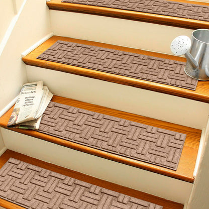 WaterHog® Basket Weave Stair Tread Mats, Set of 4 | Plow & Hearth