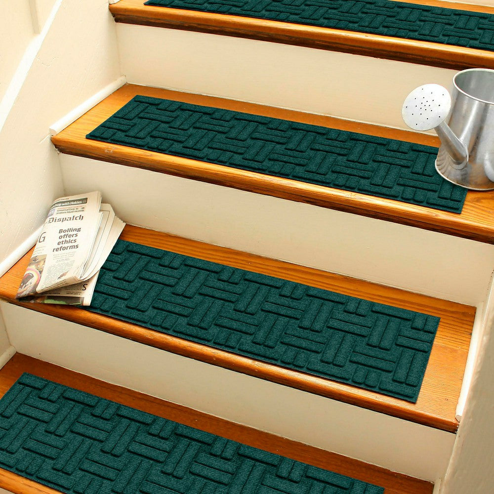 WaterHog® Basket Weave Stair Tread Mats, Set of 4 | Plow & Hearth