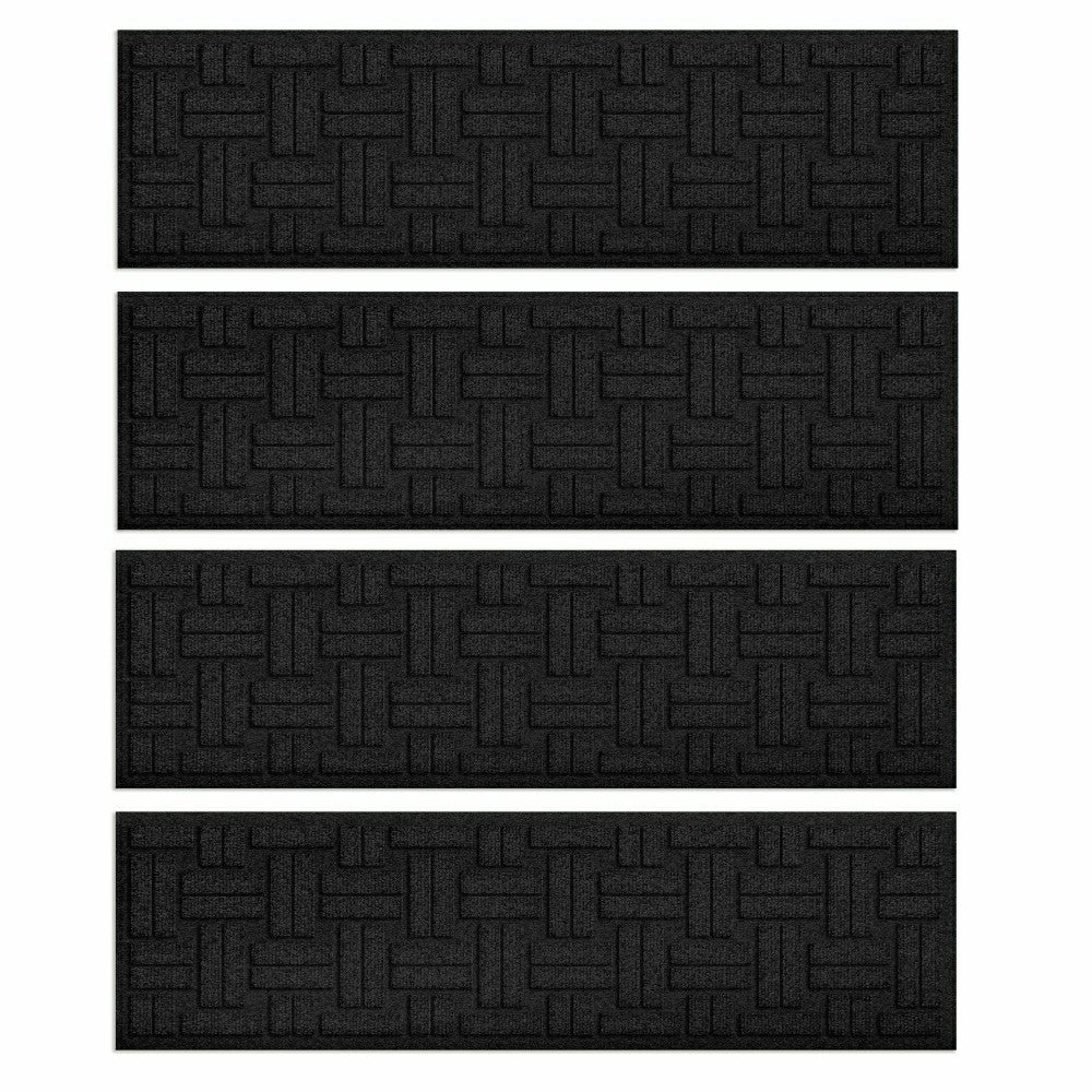 WaterHog® Basket Weave Stair Tread Mats, Set of 4 | Plow & Hearth