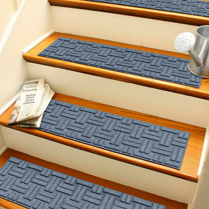 WaterHog® Basket Weave Stair Tread Mats, Set of 4 | Plow & Hearth