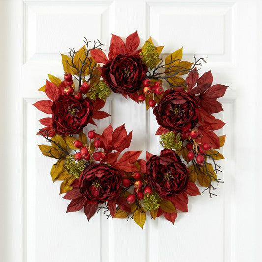 24” Peony Sedum Wreath | Plow & Hearth