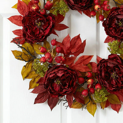 24” Peony Sedum Wreath | Plow & Hearth