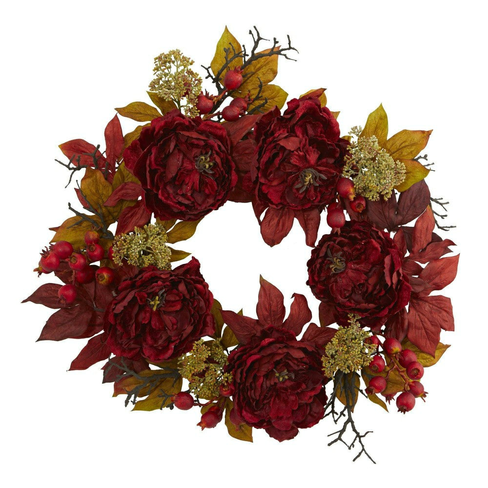 24” Peony Sedum Wreath | Plow & Hearth