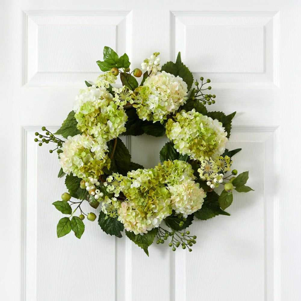 22” Artificial Hydrangea Wreath | Plow & Hearth