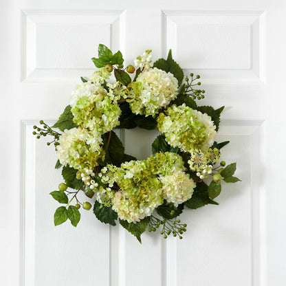 22” Artificial Hydrangea Wreath | Plow & Hearth