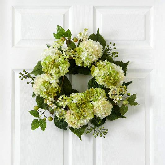 22” Artificial Hydrangea Wreath | Plow & Hearth