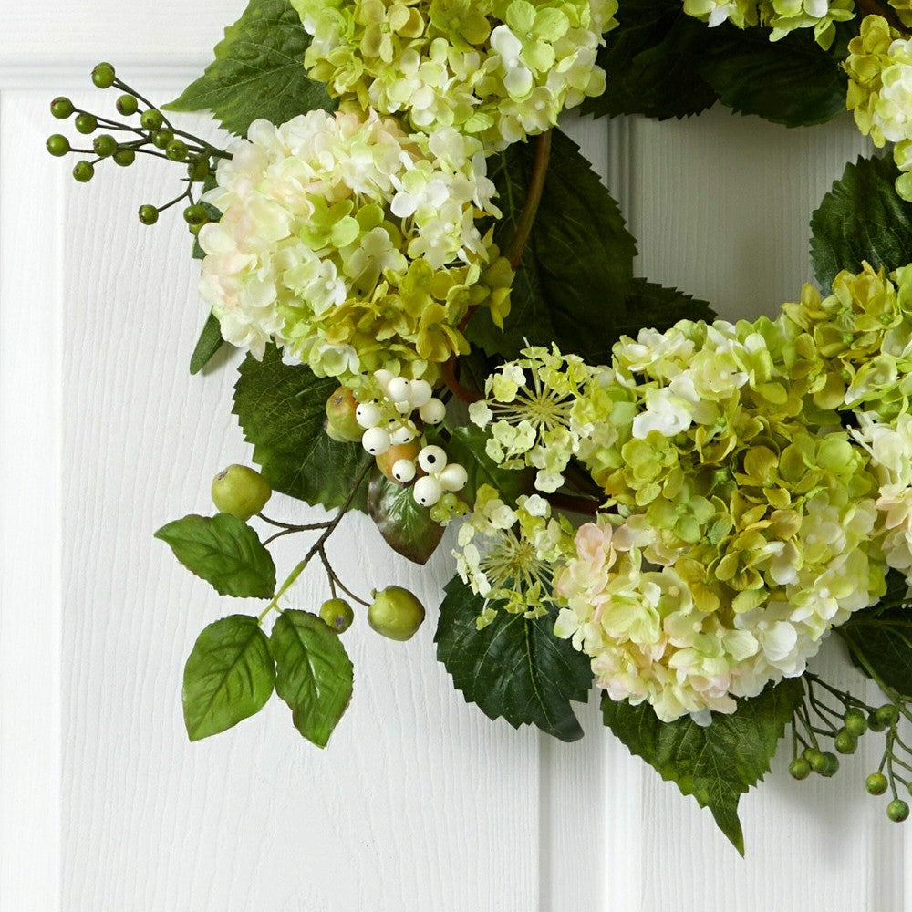 22” Artificial Hydrangea Wreath | Plow & Hearth