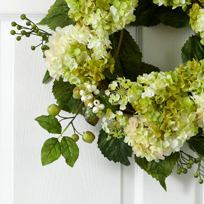 22” Artificial Hydrangea Wreath | Plow & Hearth