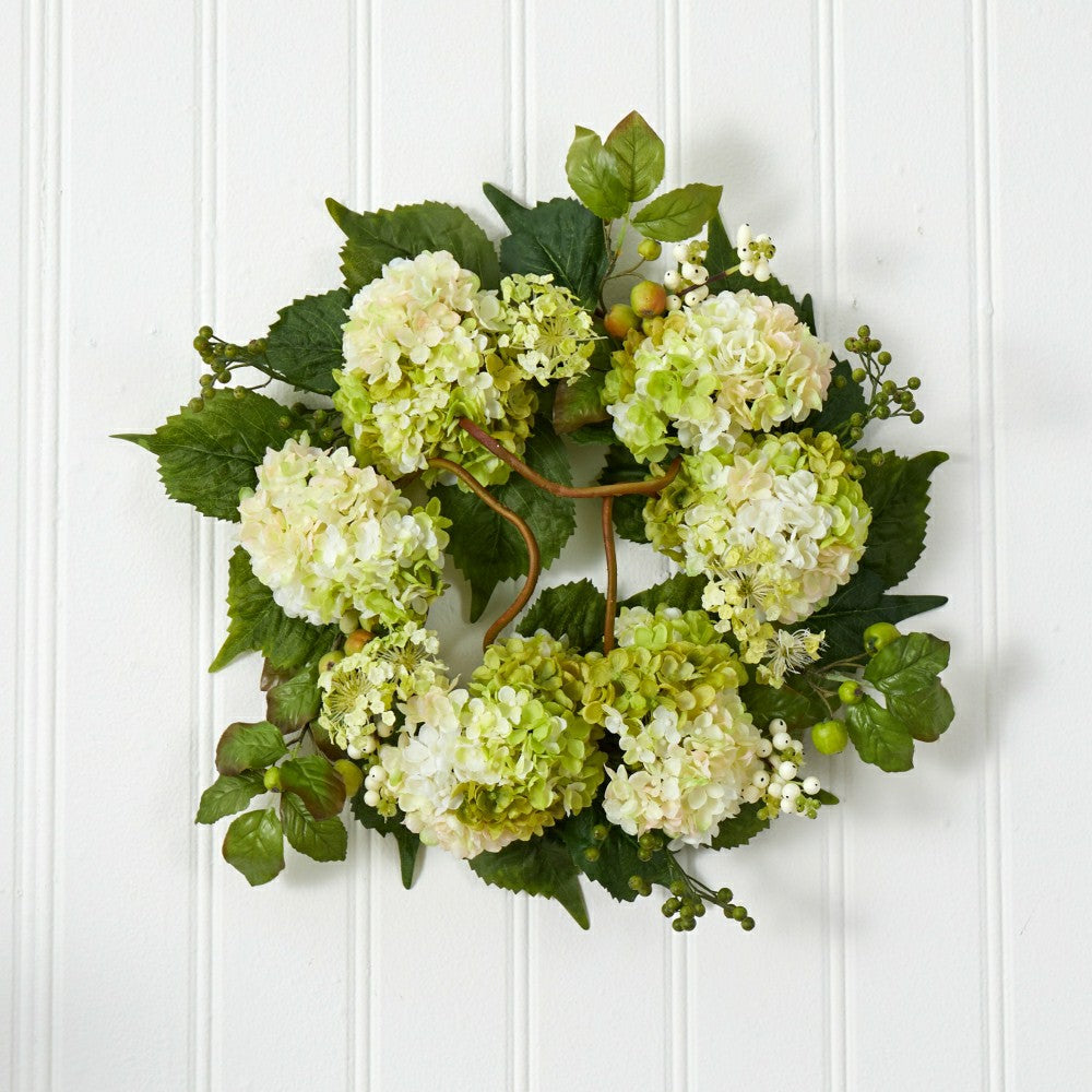 22” Artificial Hydrangea Wreath | Plow & Hearth