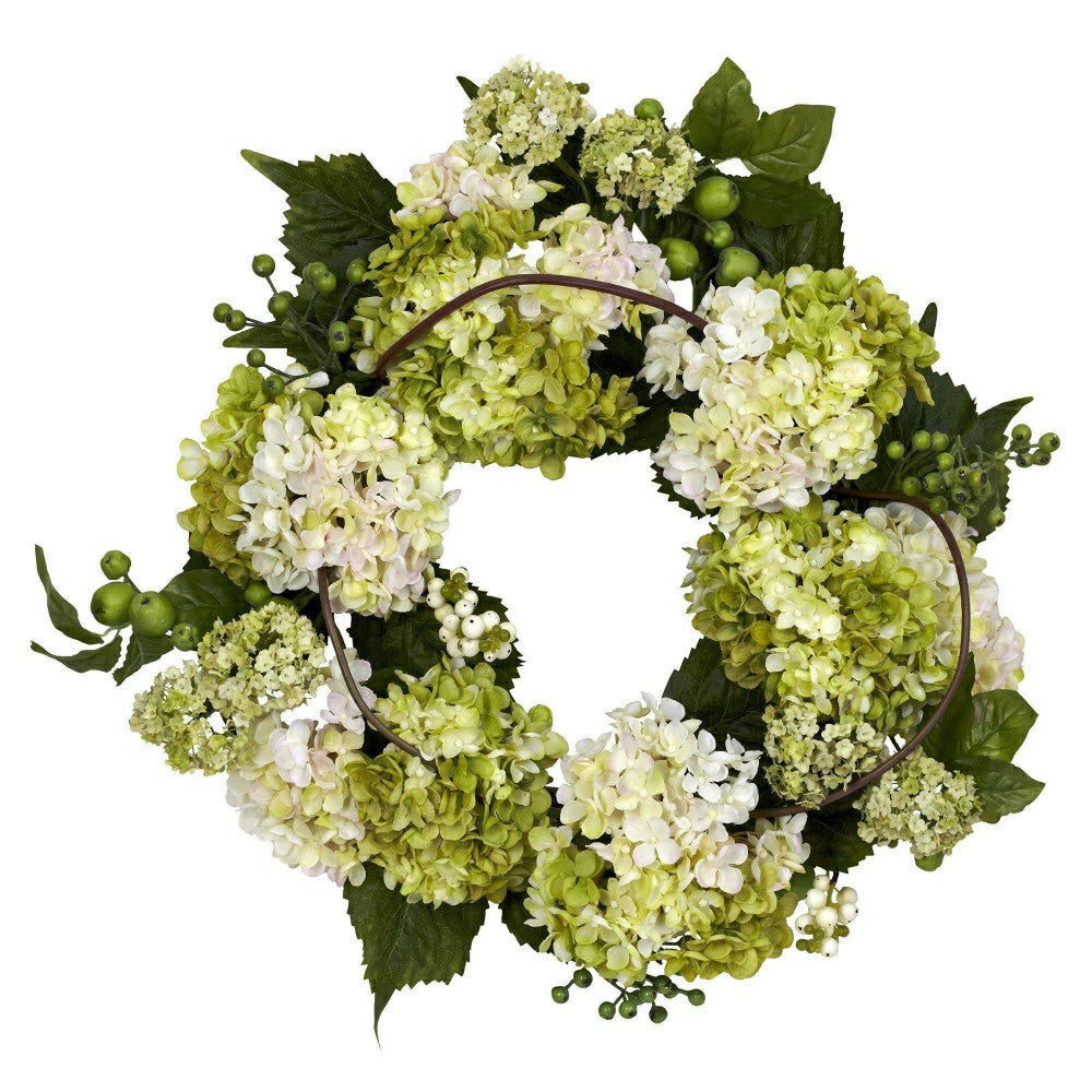 22” Artificial Hydrangea Wreath | Plow & Hearth