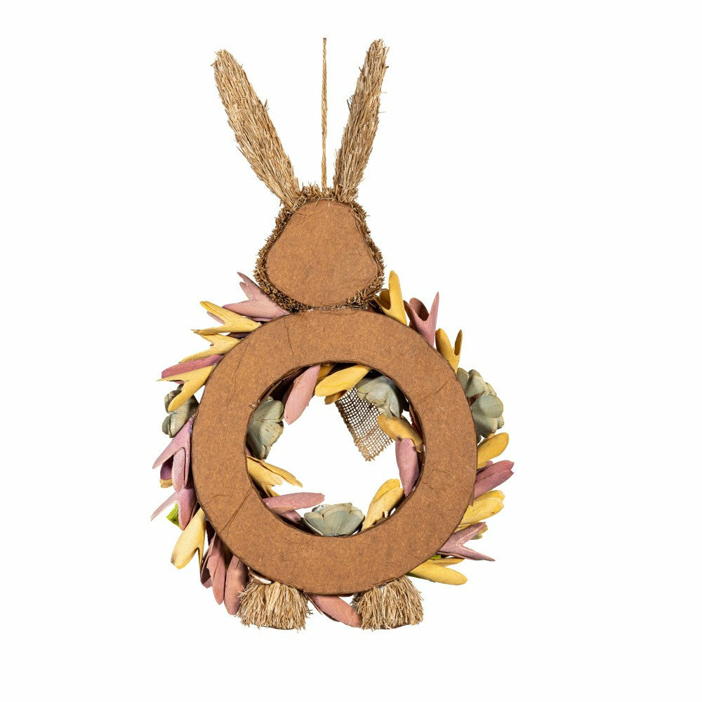 Hop Into Spring Faux Floral Hanging Decor Bunny with Carrots, 17.75"H | Plow & Hearth