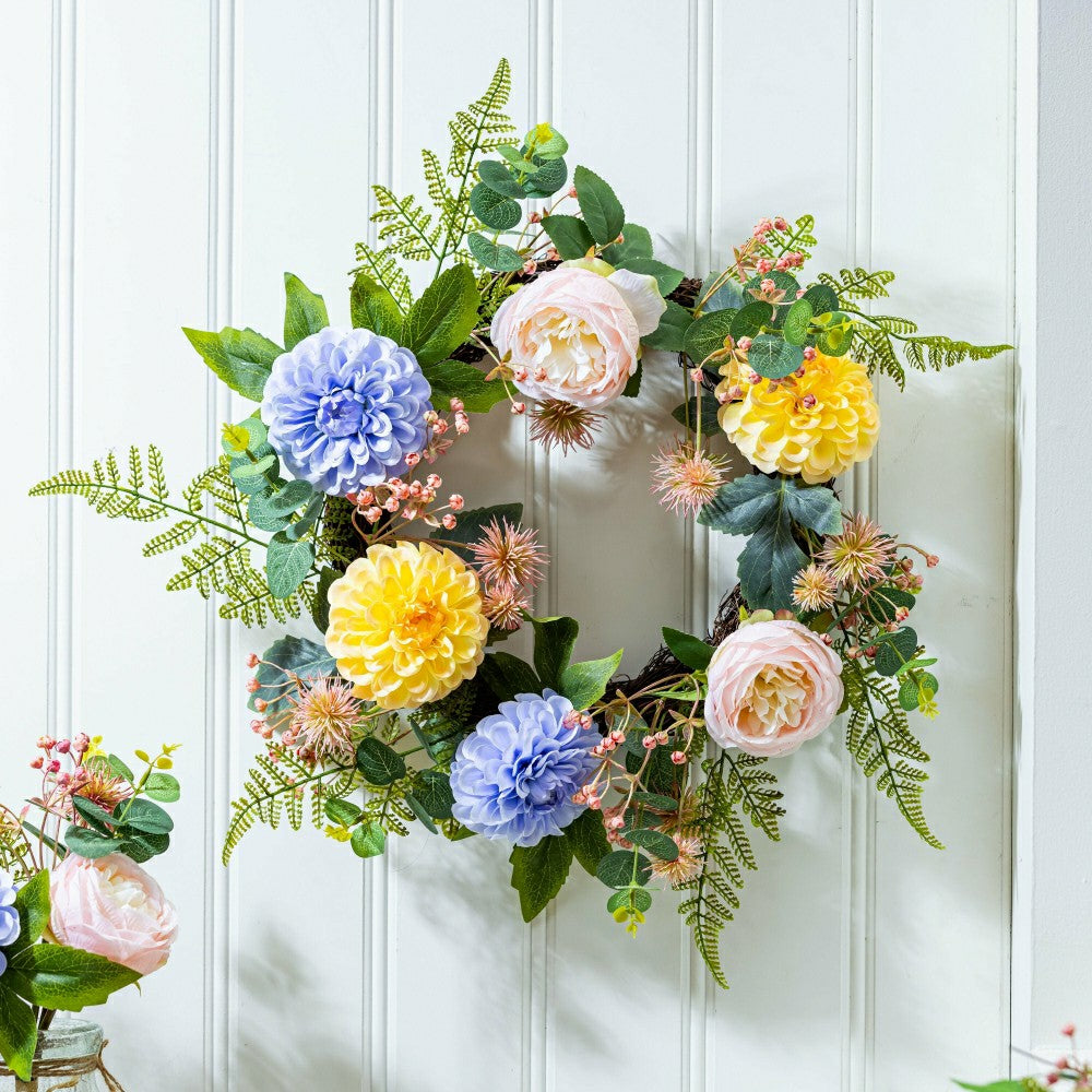 What She Shed Wreath Artificial Floral, 21.5" | Plow & Hearth