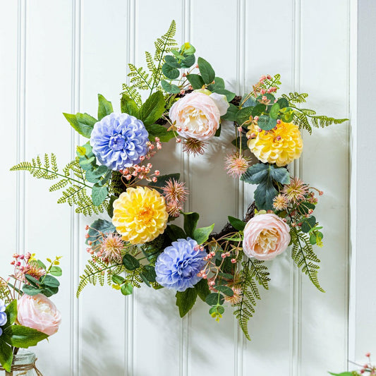 What She Shed Wreath Artificial Floral, 21.5" | Plow & Hearth