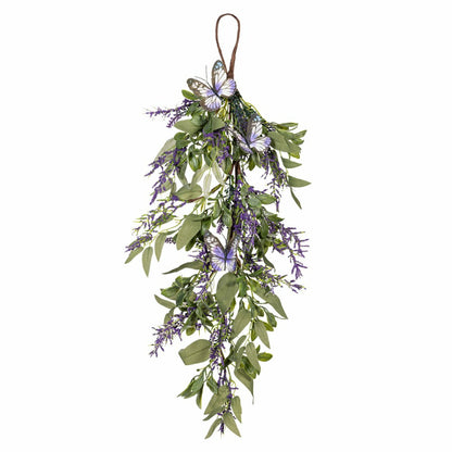 Pollinator Garden Swag Artificial Lavender with Butterflies, 25"H | Plow & Hearth
