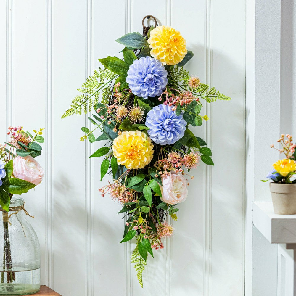 Cottage Garden Swag Artificial Floral, 25"H | Plow & Hearth