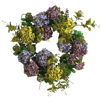 24" Mixed Hydrangea Wreath | Plow & Hearth