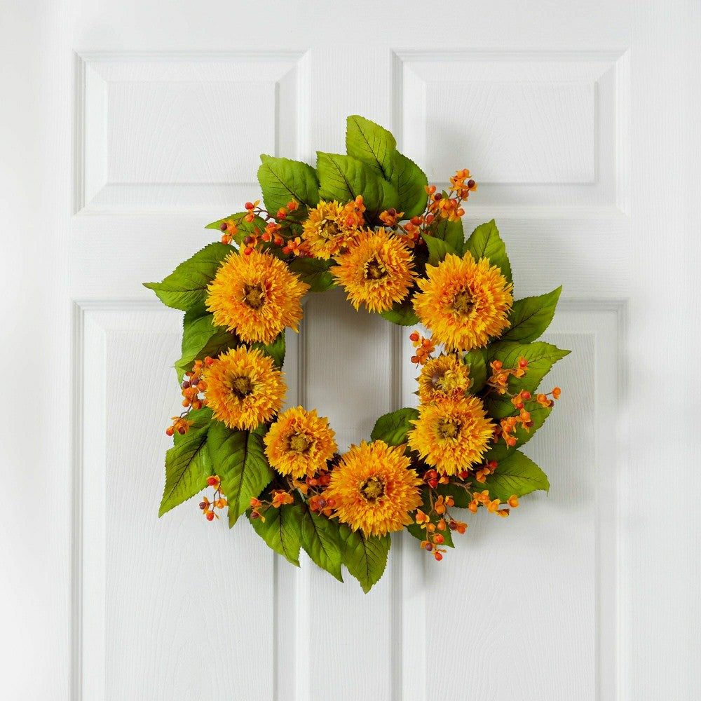22" Golden Sunflower Wreath | Plow & Hearth