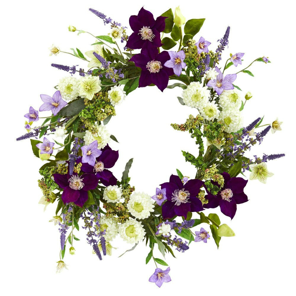 22” Mixed Flower Artificial Wreath | Plow & Hearth