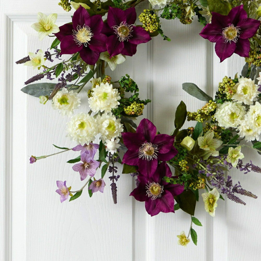 22” Mixed Flower Artificial Wreath | Plow & Hearth