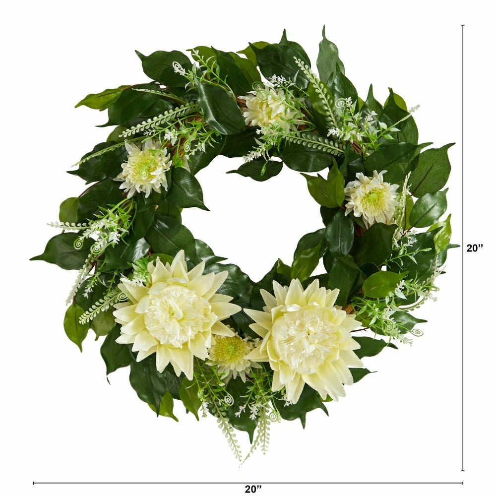 20” Protea Artificial Wreath | Plow & Hearth