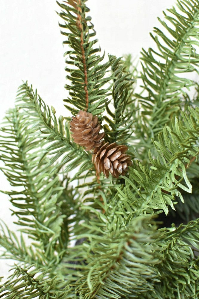 24" Faux Green Spruce Real Touch Wreath w/Faux Pinecones | Plow & Hearth