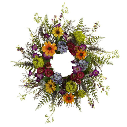 Spring Garden Wreath w/Twig Base, 24” | Plow & Hearth