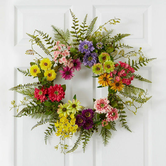 Mixed Flower Wreath, 22" | Plow & Hearth