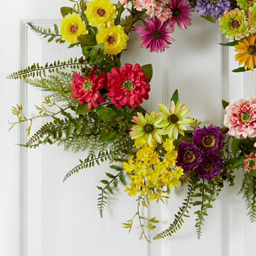 Mixed Flower Wreath, 22" | Plow & Hearth