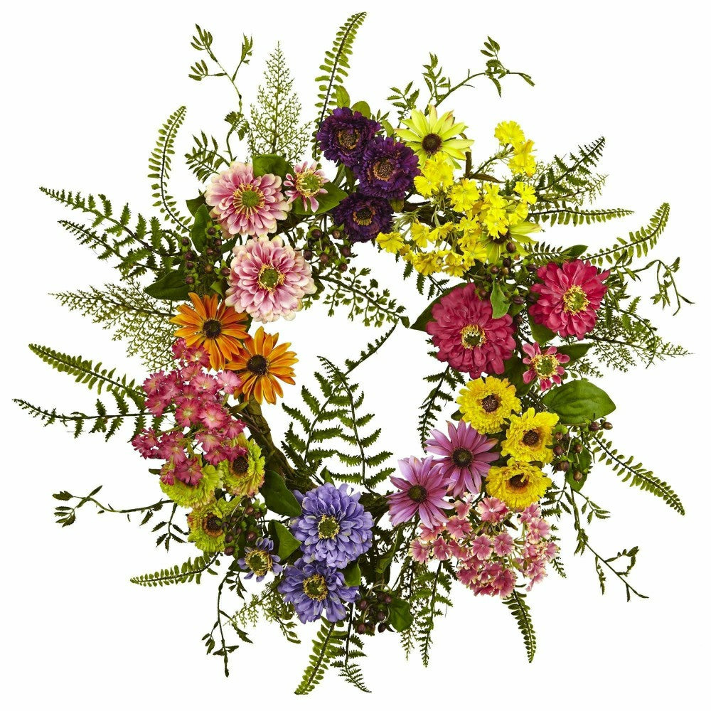 Mixed Flower Wreath, 22" | Plow & Hearth
