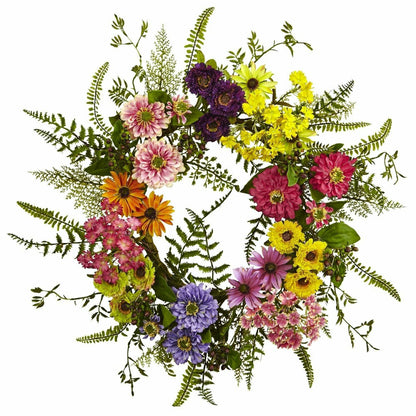 Mixed Flower Wreath, 22" | Plow & Hearth