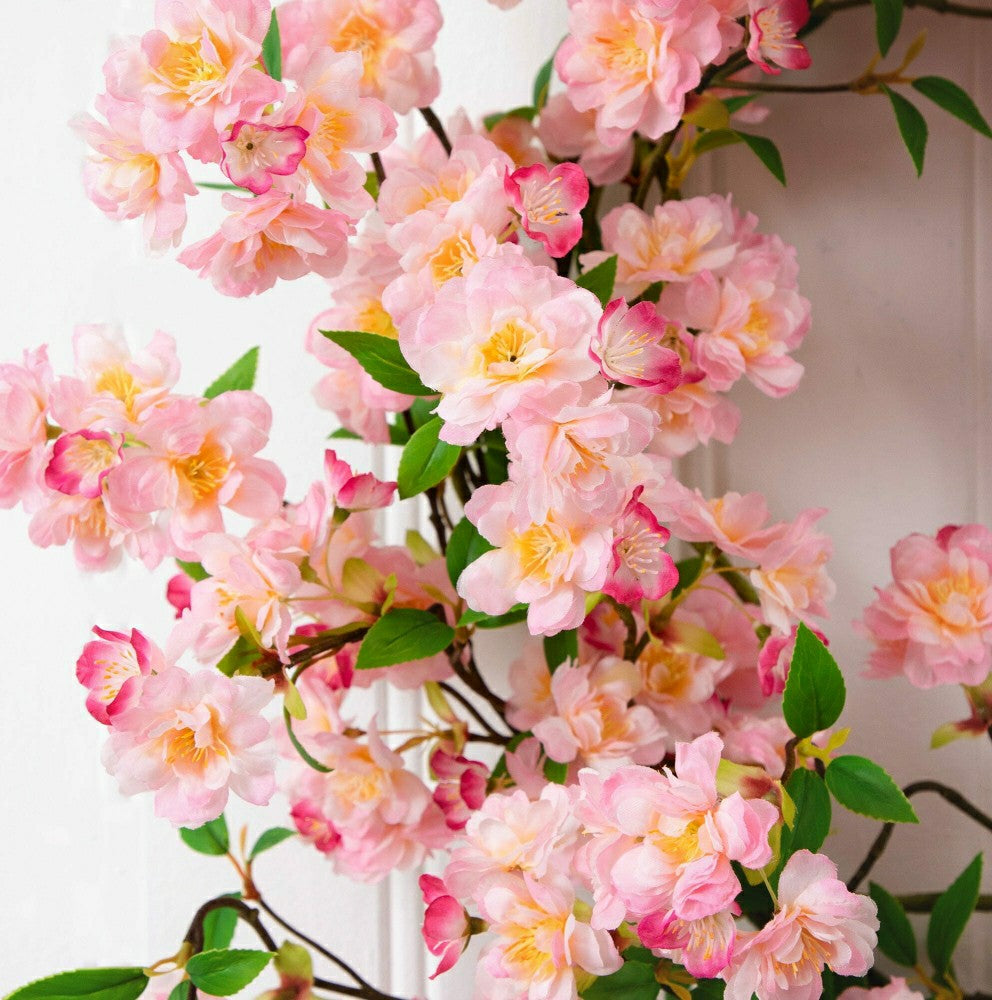 Artificial Pink Cherry Blossom Wreath, 30” | Plow & Hearth