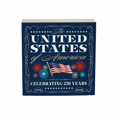 Red White & Bloom Sign Wood Block, United States, 6"x6" | Plow & Hearth