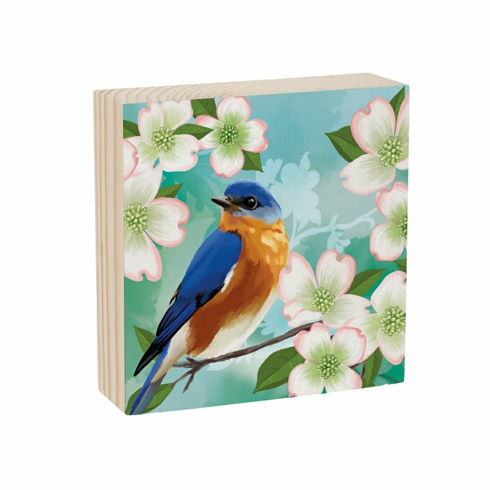 What She Shed Blue Bird Sign Wood Block, 6"x6" | Plow & Hearth