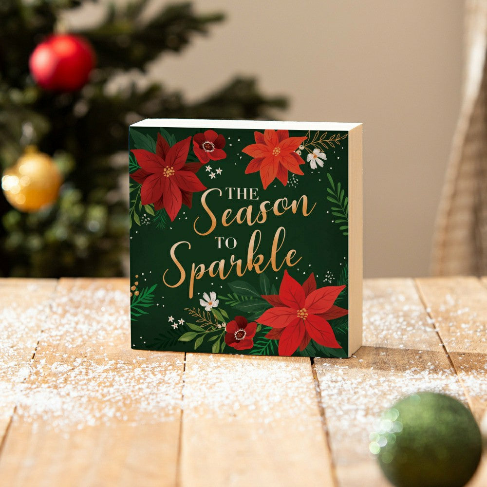 Sign Plock, "THE SEASON TO SPARKLE", 6"x6” | Plow & Hearth
