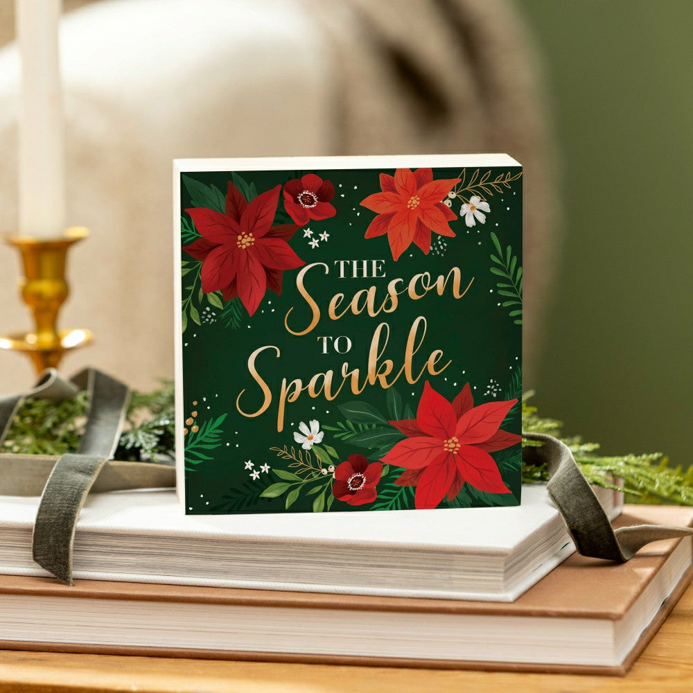 Sign Plock, "THE SEASON TO SPARKLE", 6"x6” | Plow & Hearth