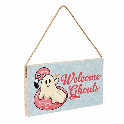 Summerweeen Hanging Sign, Welcome Ghouls, 11" L x 6" H | Plow & Hearth