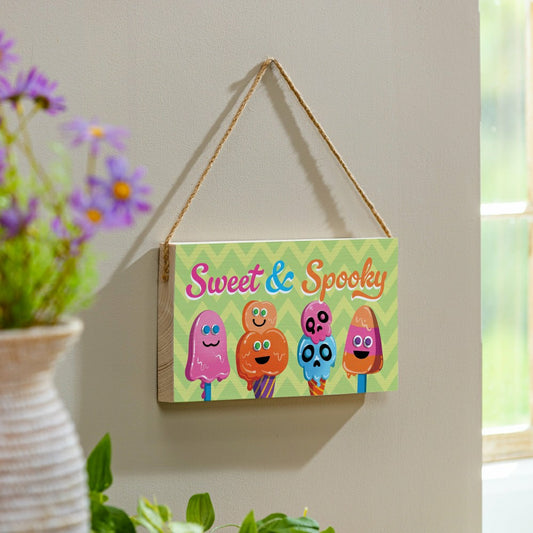 Summerweeen Hanging Sign, Sweet & Spooky, 11" L x 6" H | Plow & Hearth