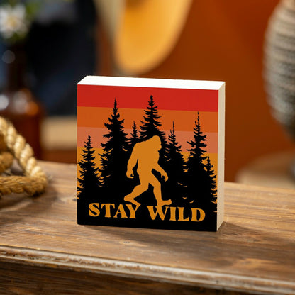 Harvest Bigfoot Sign Plock, "STAY WILD", 6"x6” | Plow & Hearth