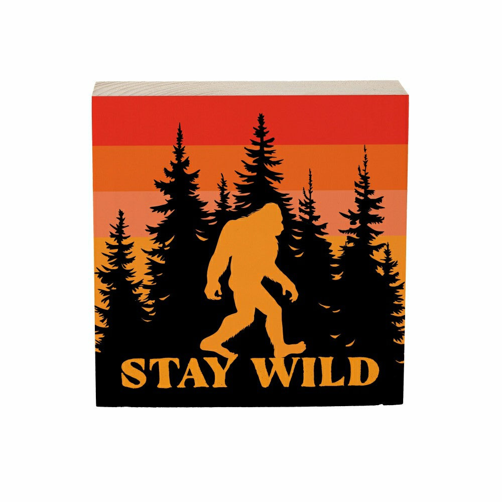 Harvest Bigfoot Sign Plock, "STAY WILD", 6"x6” | Plow & Hearth