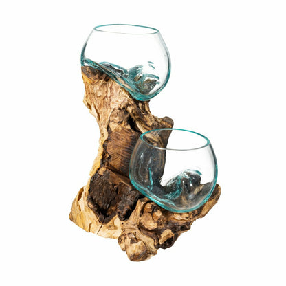 Hand Crafted Double Glass Planter on Driftwood | Plow & Hearth