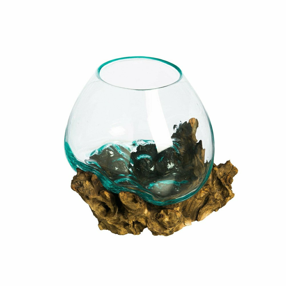 VivaStyle Medium Glass Planter on Driftwood | Plow & Hearth
