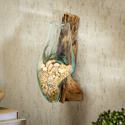 Wall Mounted Glass Planter on Driftwood | Plow & Hearth