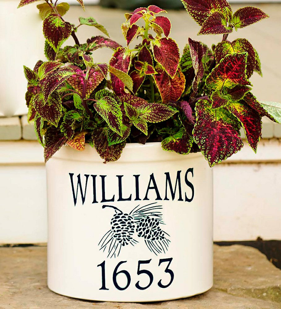Personalized Pine Cone Crock | Plow & Hearth