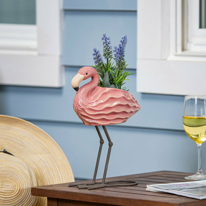 Palm Beach Ceramic Flamingo Planter | Plow & Hearth
