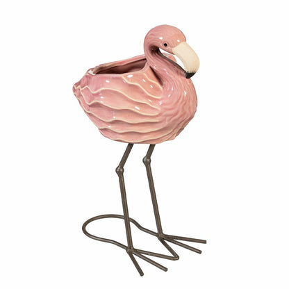 Palm Beach Ceramic Flamingo Planter | Plow & Hearth