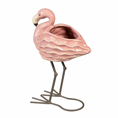 Palm Beach Ceramic Flamingo Planter | Plow & Hearth