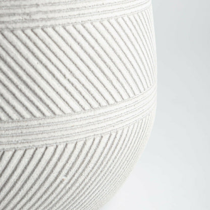 Round Stripe Fiber Clay Planters, Set of 3, White | Plow & Hearth