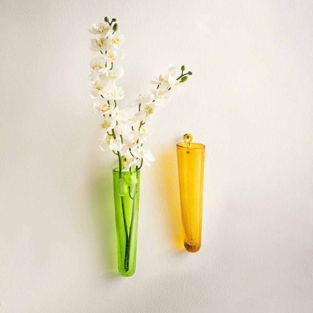 Wall Mount Cylinder Glass Decorative Vases, Set of 2 | Plow & Hearth