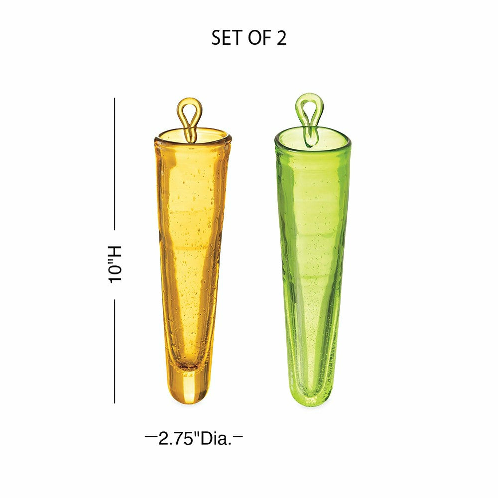 Wall Mount Cylinder Glass Decorative Vases, Set of 2 | Plow & Hearth